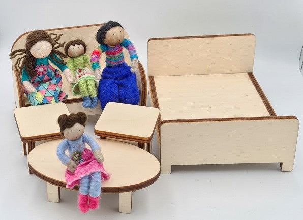 Wooden  Raw Furniture Set - Miniature Dolls House furniture - 1:12 scale (approx) - free shipping