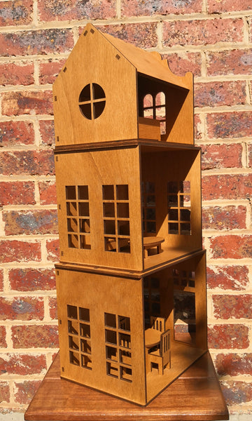 wooden doll house packable stackable