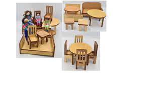 Stained Wooden Furniture Set - Miniature Dolls House furniture - 1:12 scale (approx) - free shipping